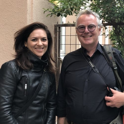 The authors outside Vorgartenstrasse 203, Vienna. Photo by Jamie Peck